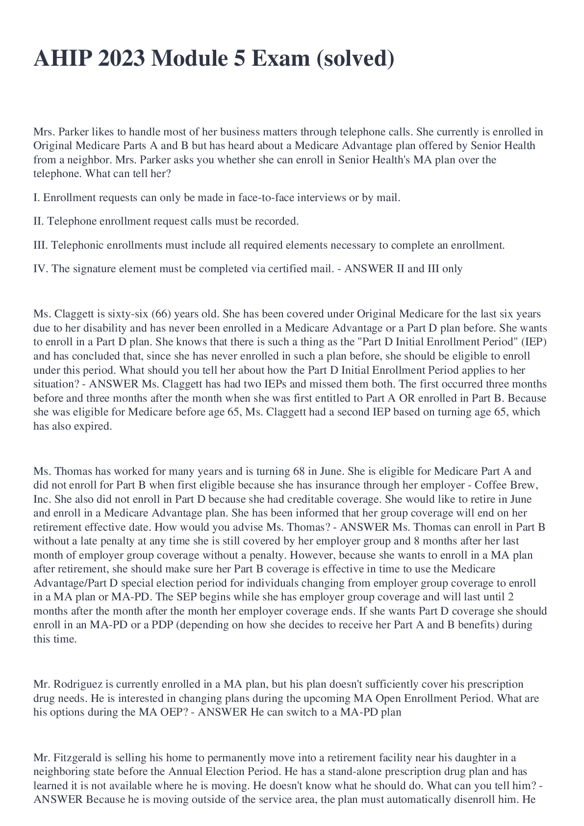 Preview image for AHIP 2023 Module 5 Exam (solved)